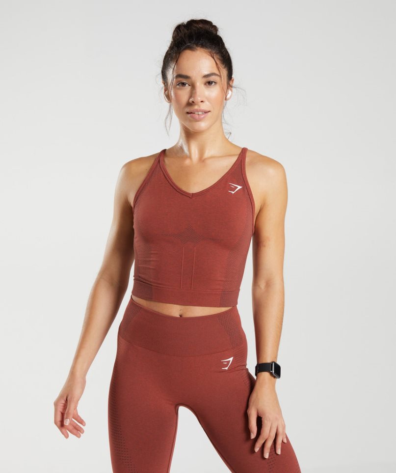 Women\'s Gymshark Vital Seamless 2.0 Midi Tanks Dark Red | CA N75086